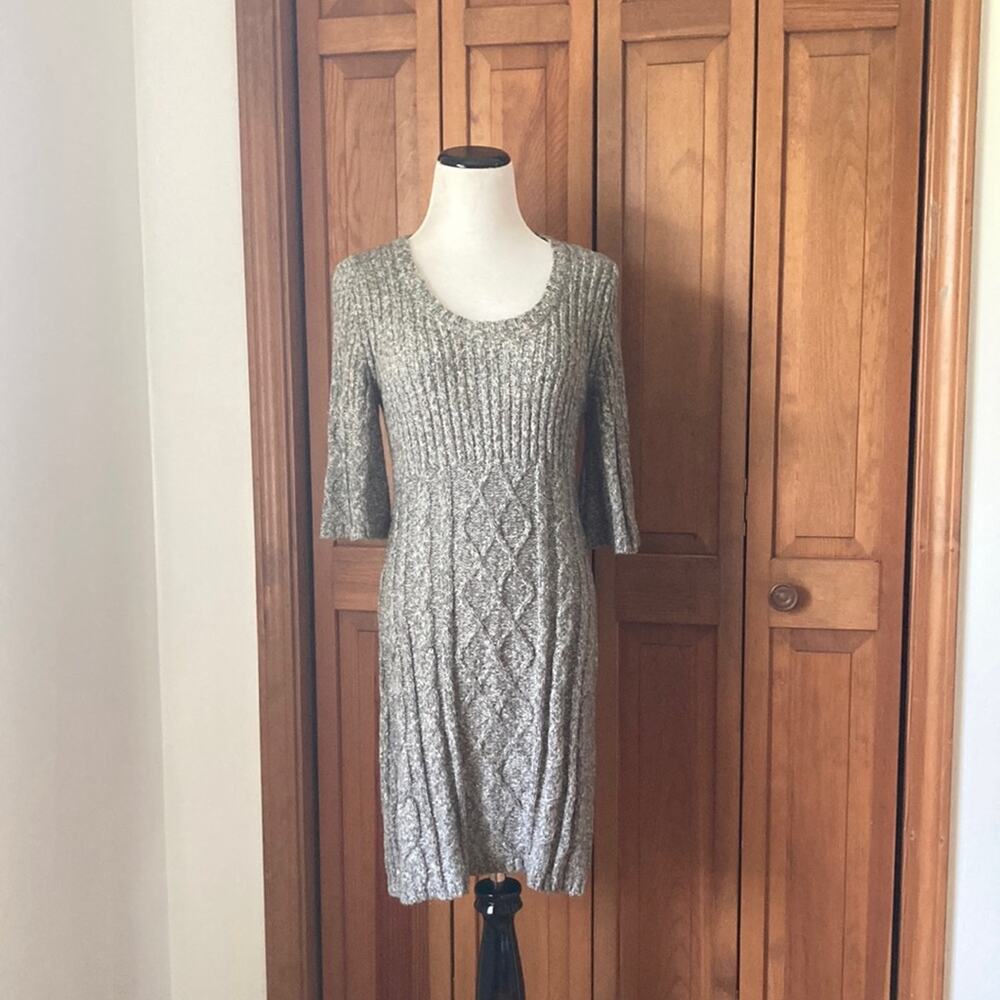 Pink Rose Grey Pullover Sweater Dress, Size M